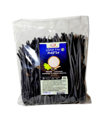 Локшина рисова з виноградними кісточками і чорним кунжутом, ТМ Мак-Вар Екопродукт, без глютену, 300г
